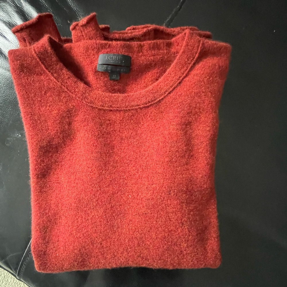 J. Crew 100% Italian Cashmere Burnt Orange Long Sleeve Tee M - Picture 11 of 11